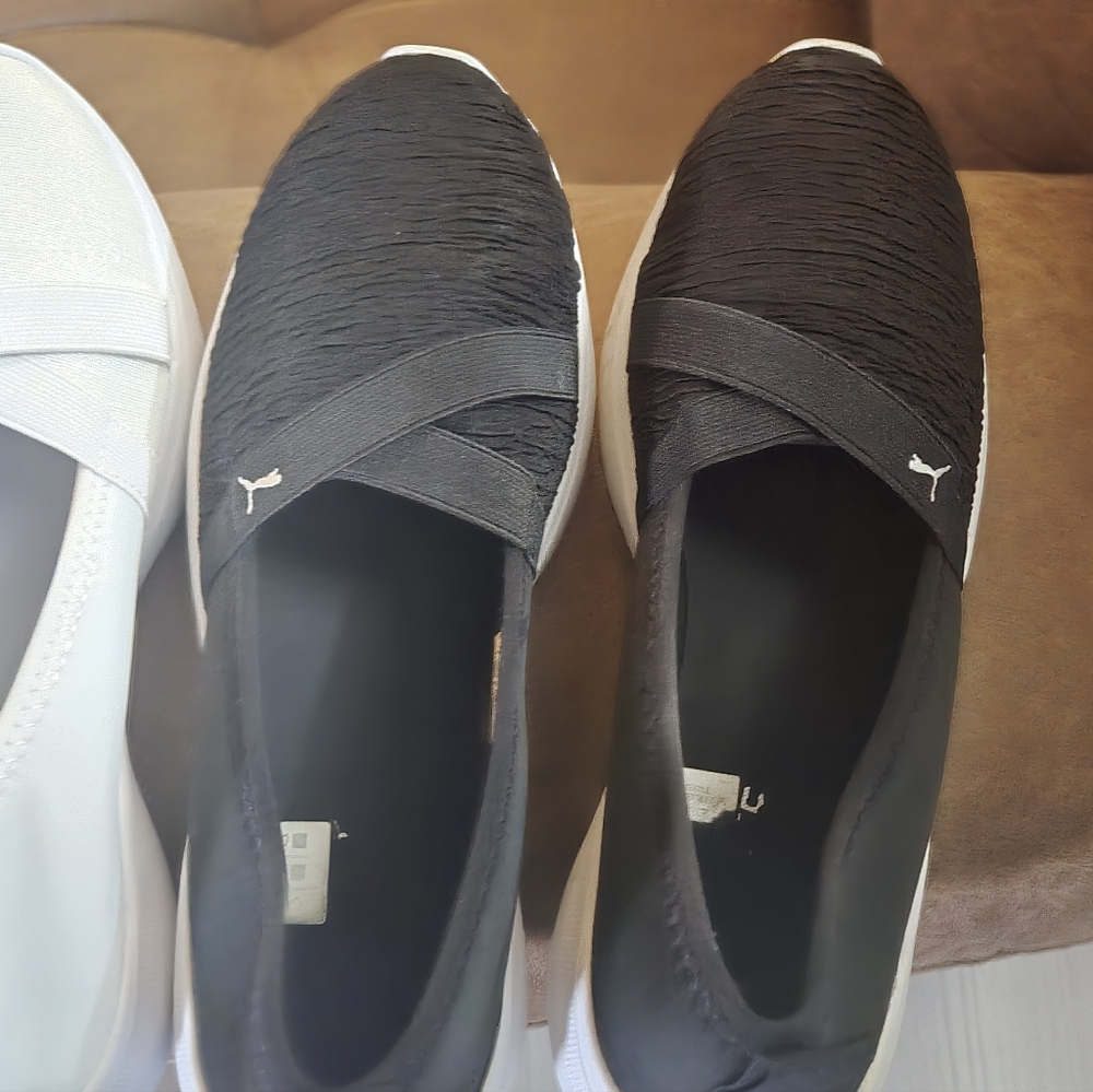 Puma Women's White And Black Slip-On Sneakers - Picture 5 of 5